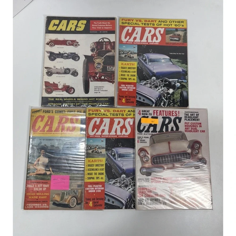 5 Lot Hi-Performance Cars Magazine Drag Racing‎ Muscle 1950's-1960's